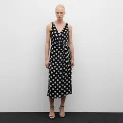 MANGO - Vestido Cruzado Topos Mujer