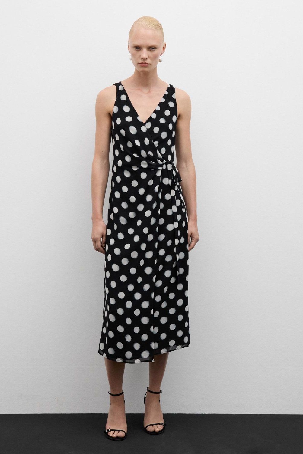 MANGO - Vestido Cruzado Topos Mujer Mango