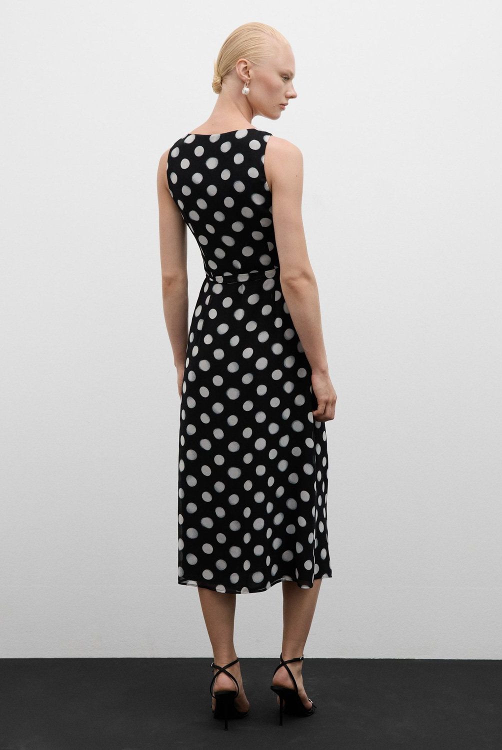 MANGO - Vestido Cruzado Topos Mujer Mango