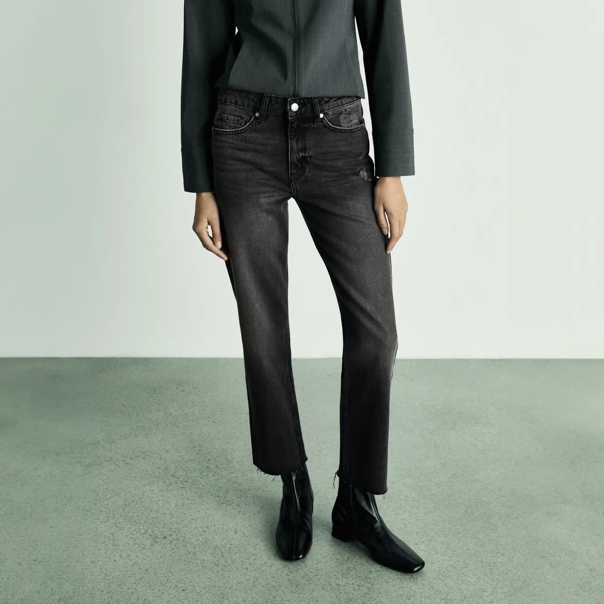 MANGO - Jeans Straight Tiro Medio Mujer Mango