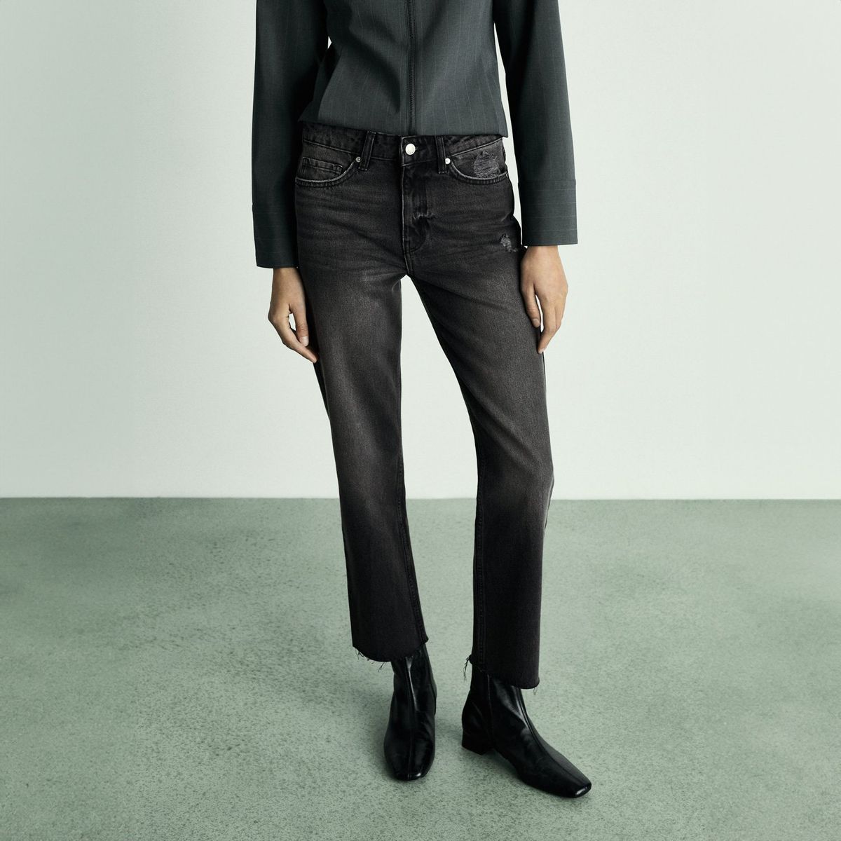 MANGO - Jeans Straight Tiro Medio Mujer Mango