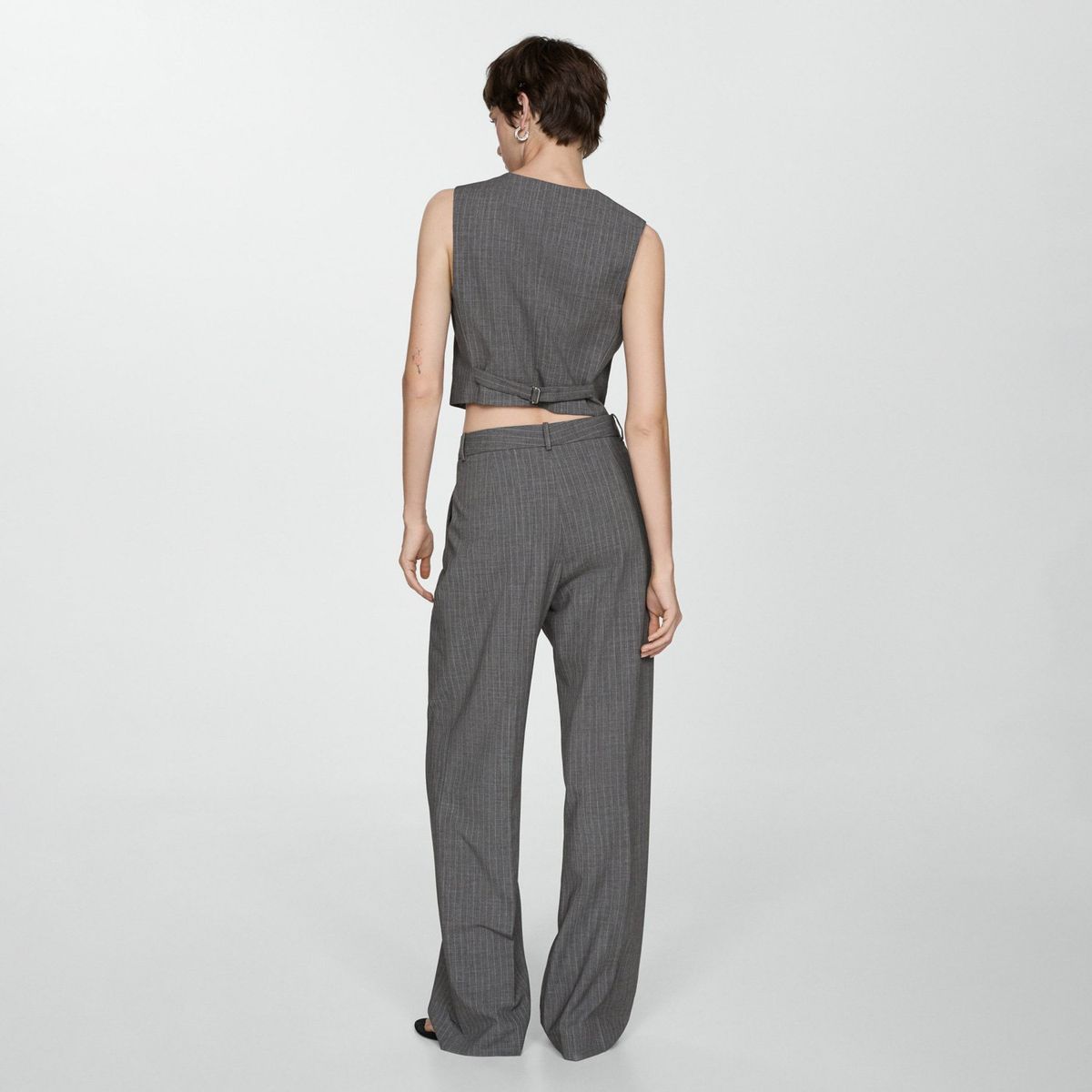 MANGO - Pantalón Traje Raya Diplomática Mujer Mango