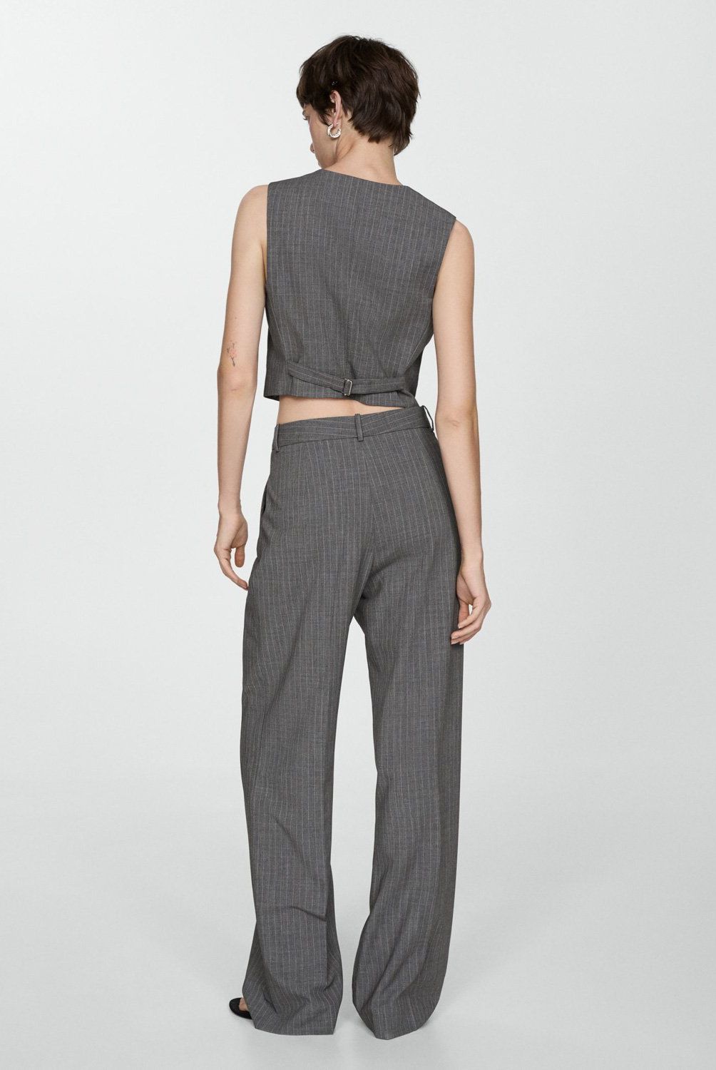 MANGO - Pantalón Traje Raya Diplomática Mujer Mango