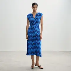 MANGO - Vestido Estampado Cinturón Mujer