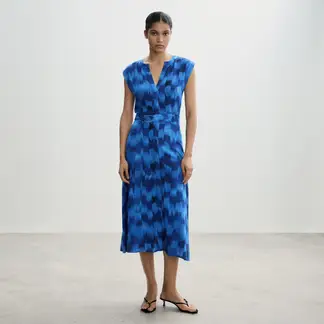 MANGO - Vestido Estampado Cinturón Mujer