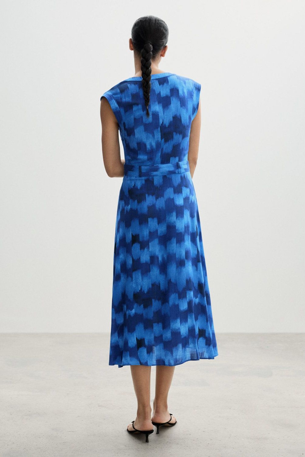 MANGO - Vestido Estampado Cinturón Mujer Mango