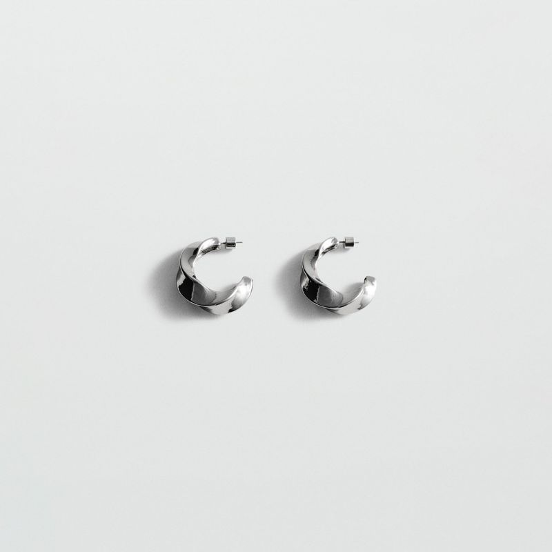 MANGO - Pendientes Aros Irregulares Mujer Mango