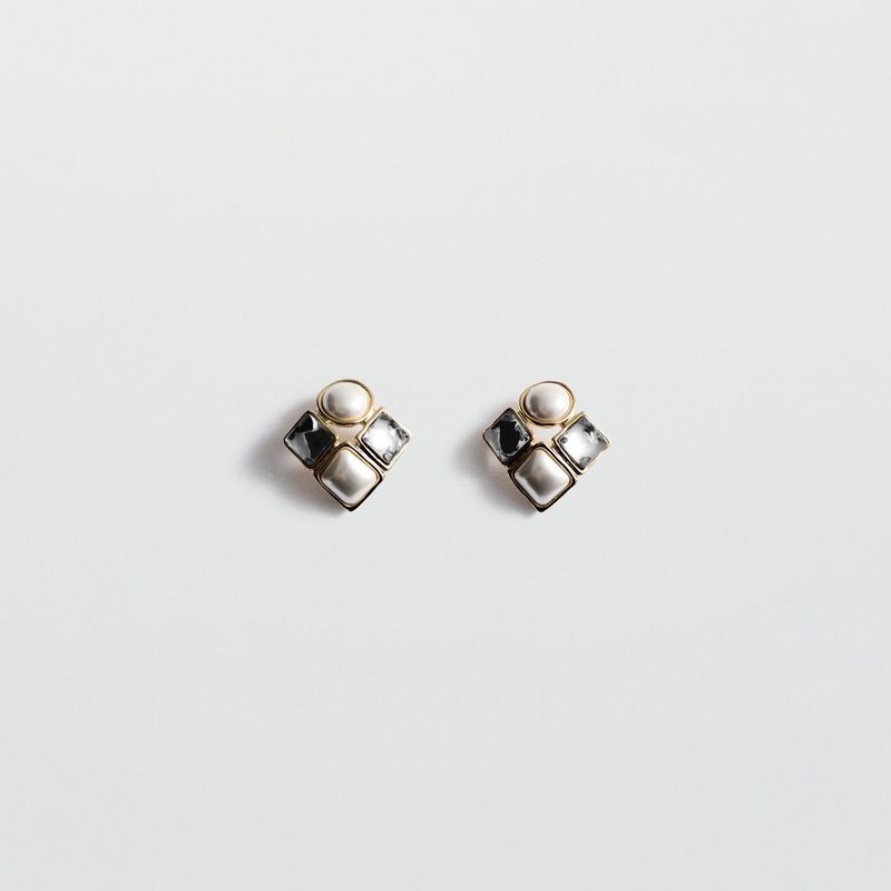 MANGO - Pendientes Cuadrados Combinados Mujer Mango