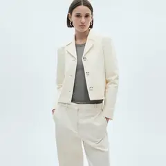 MANGO - Chaqueta Solapas Botones Metálicos Mujer