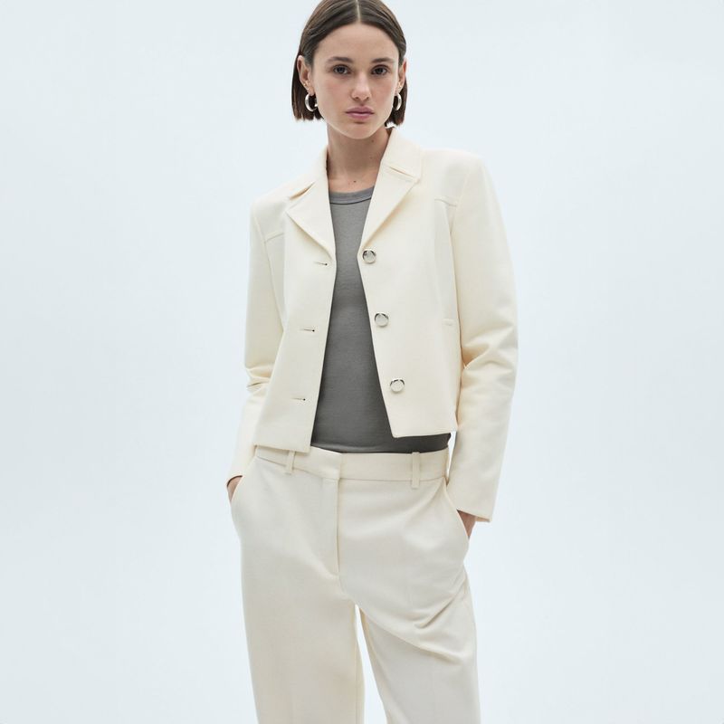 MANGO - Chaqueta Solapas Botones Metálicos Mujer Mango