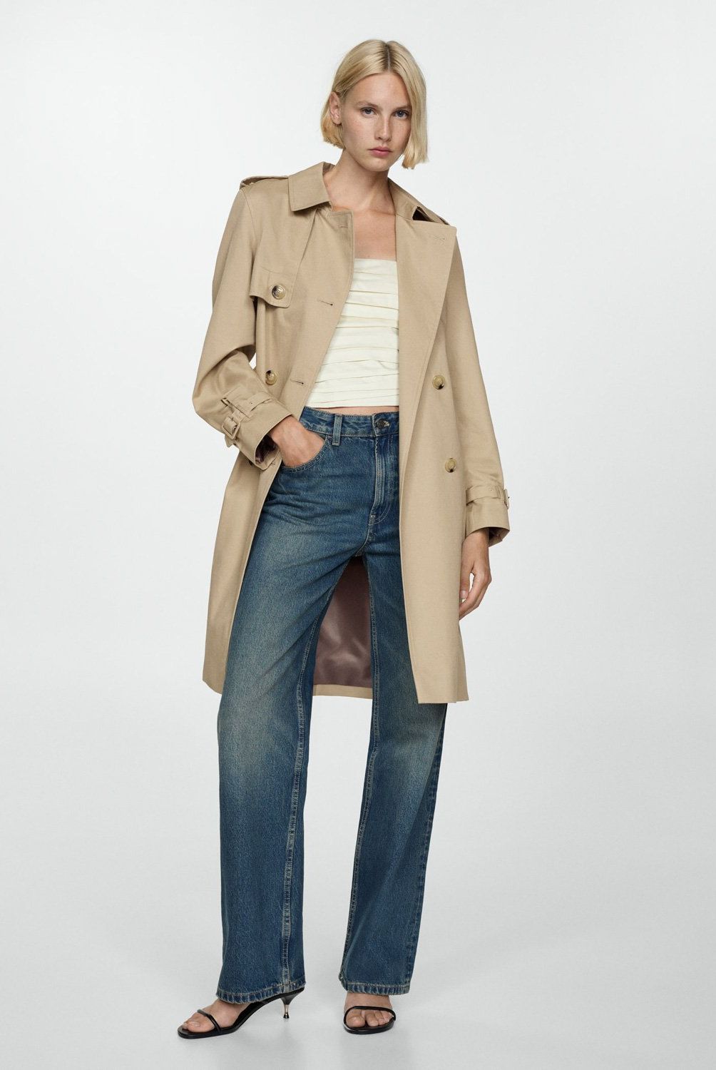MANGO - Trench Clásico Cinturón Mujer Mango