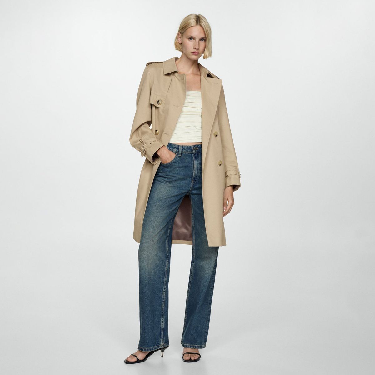 MANGO - Trench Clásico Cinturón Mujer Mango