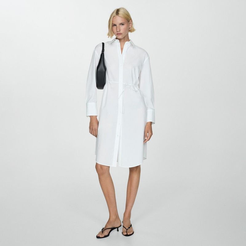 MANGO - Camisa Larga Lazo Mujer Mango