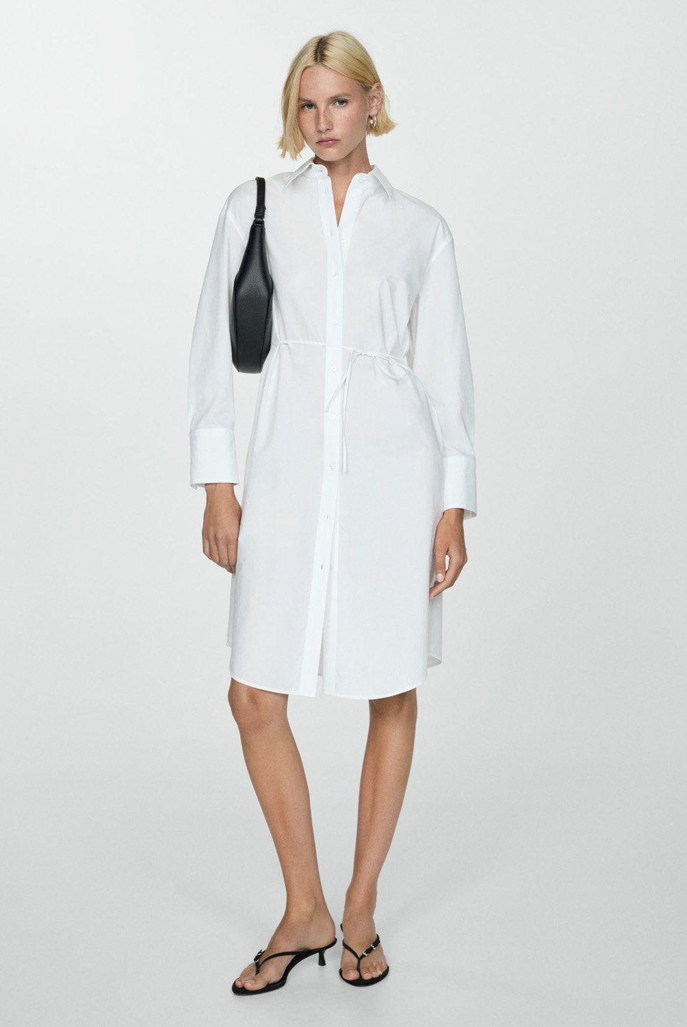 MANGO - Camisa Larga Lazo Mujer Mango