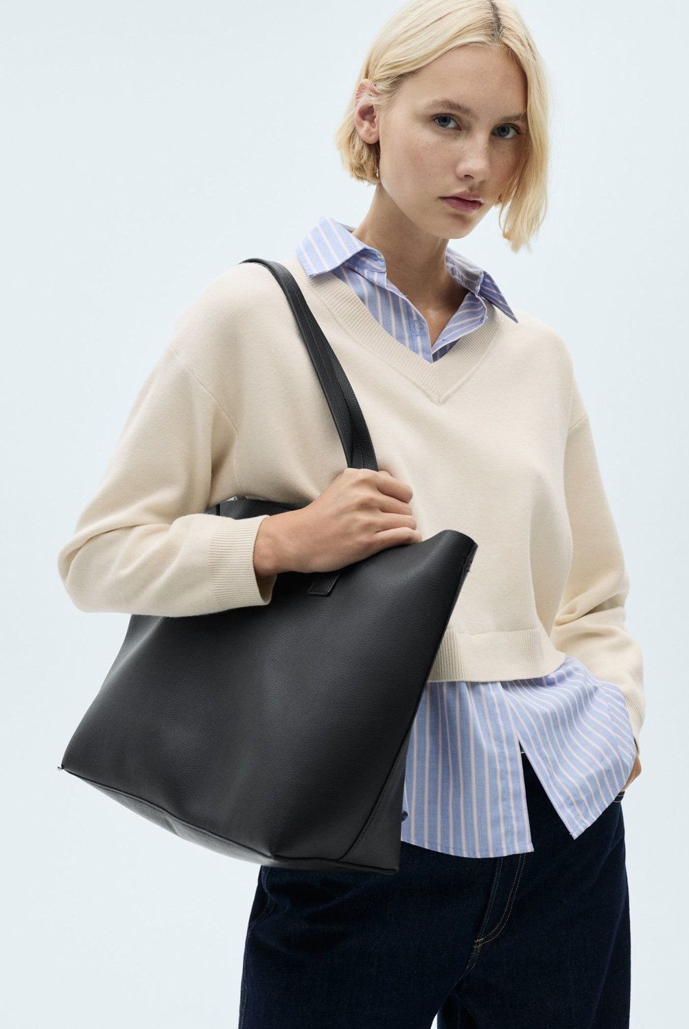 MANGO - Sweater Camisa Combinado Mujer Mango