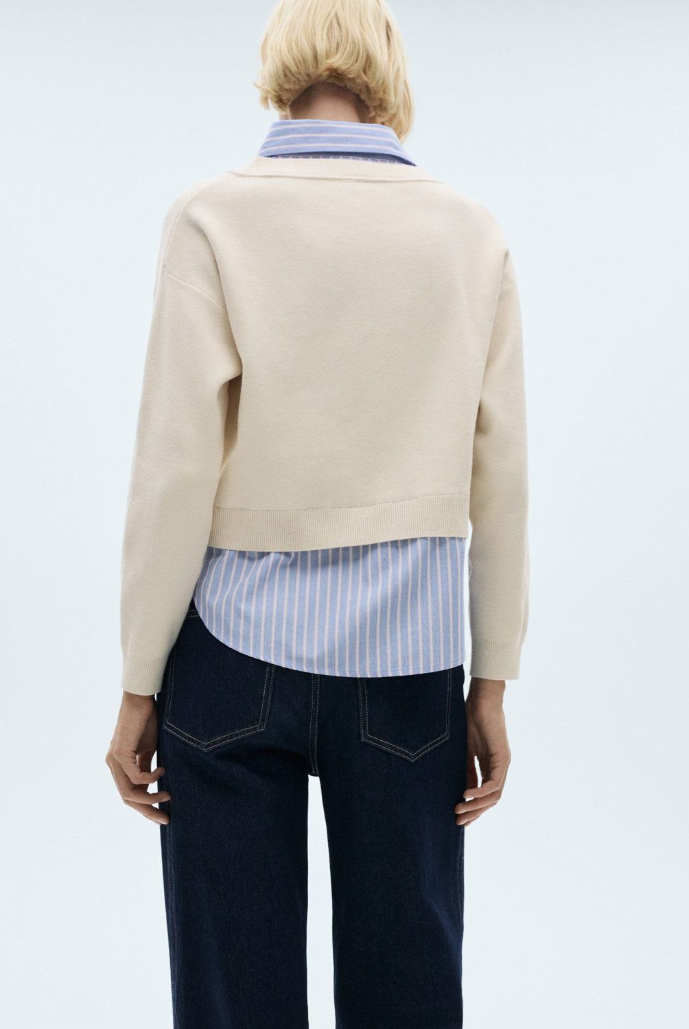 MANGO - Sweater Camisa Combinado Mujer Mango