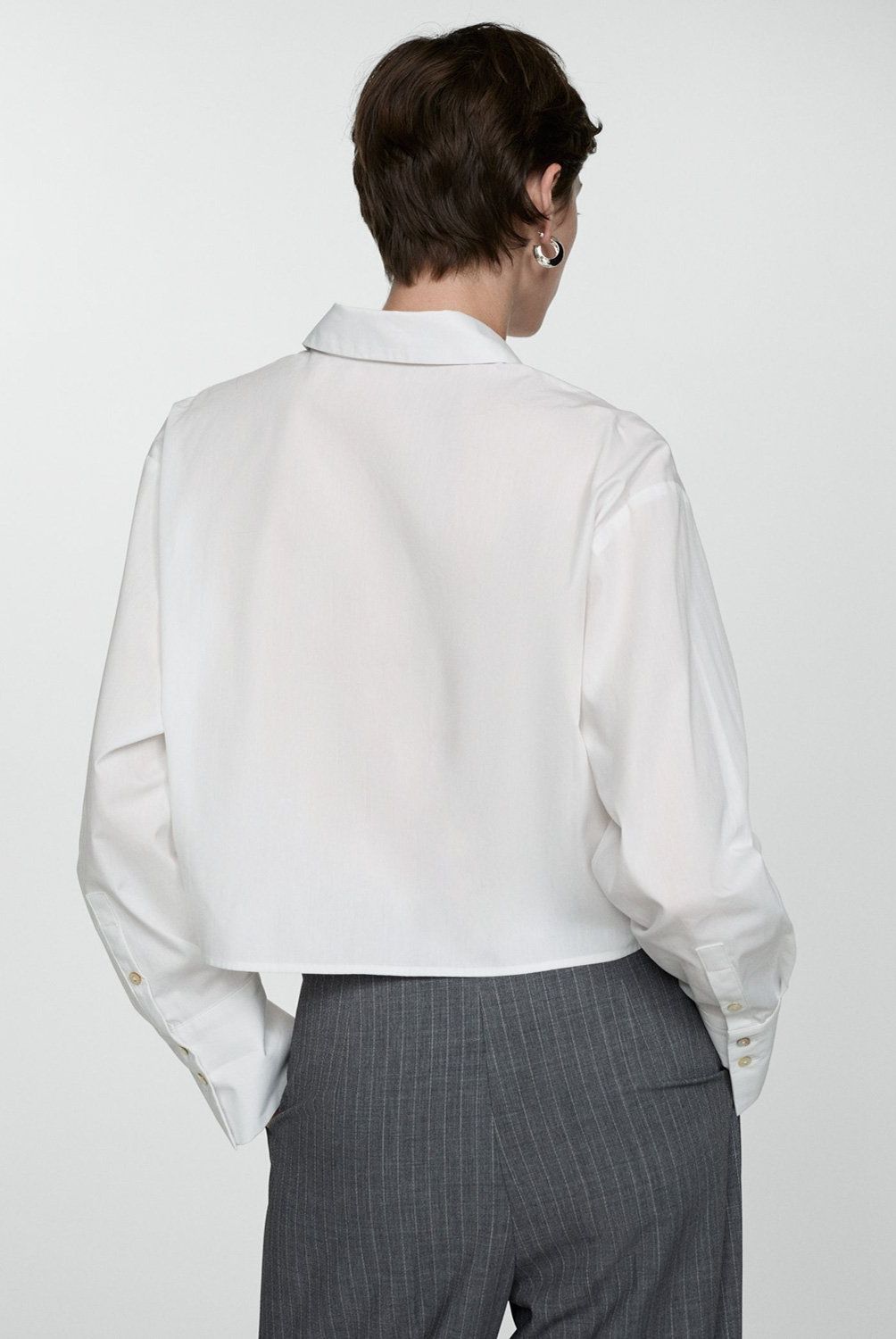 MANGO - Camisa Crop Bolsillo Mujer Mango
