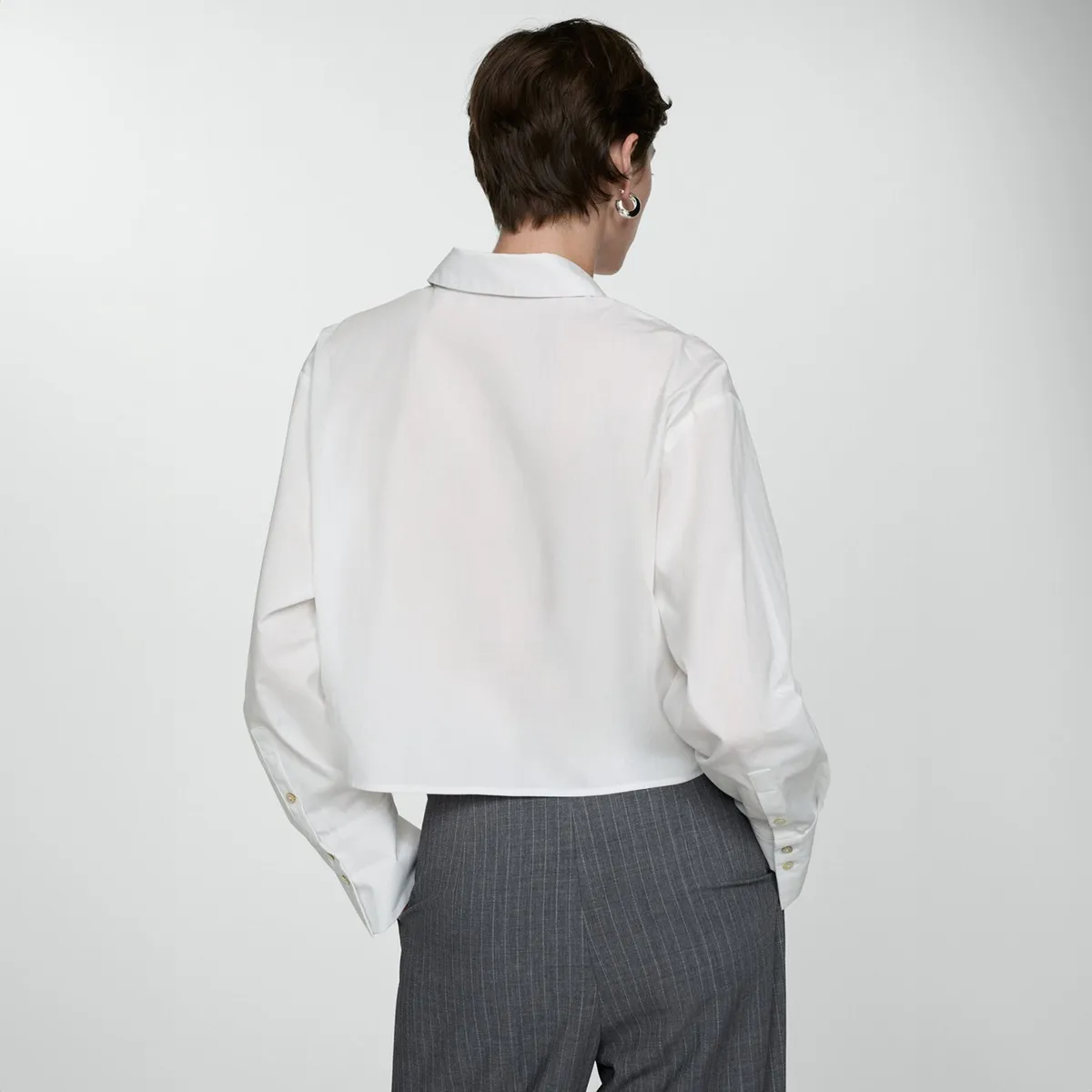 MANGO - Camisa Crop Bolsillo Mujer Mango