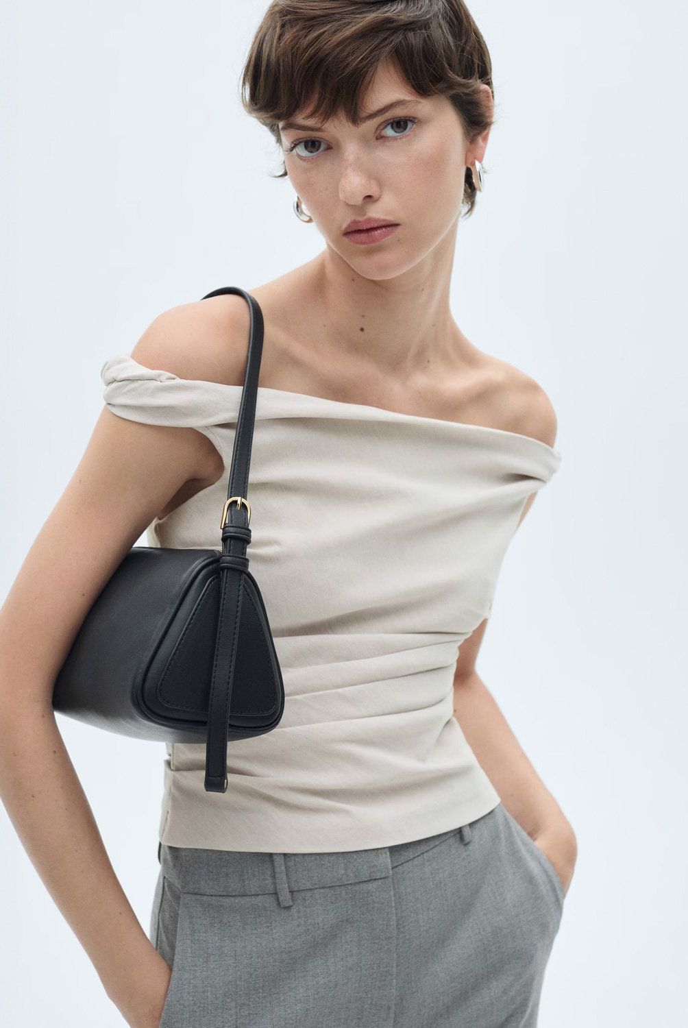 MANGO - Top Asimétrico Drapeado Mujer Mango
