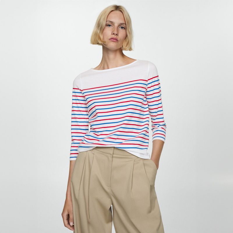 MANGO - Polera Rayas Cuello Barco Mujer Mango