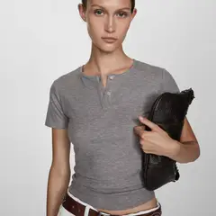 MANGO - Polera Lyocell Botones Mujer