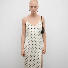 MANGO - Vestido Estampado Abertura Mujer