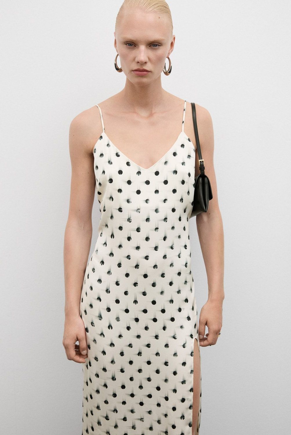 MANGO - Vestido Estampado Abertura Mujer Mango