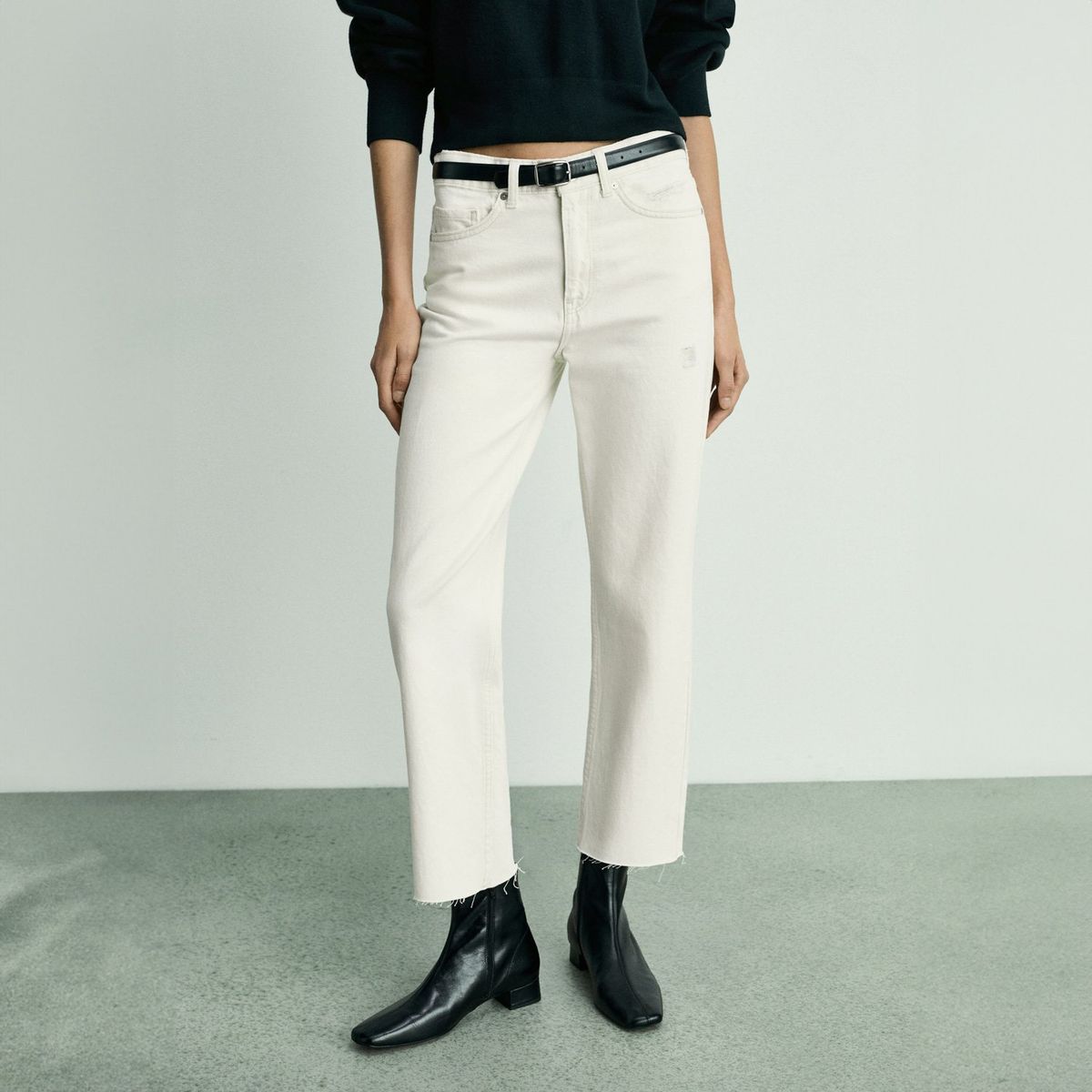 MANGO - Jeans Straight Tiro Medio Mujer Mango