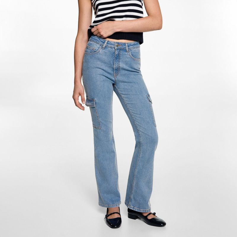 MANGO TEEN - Jeans Flare Cargo Mujer Mango Teen