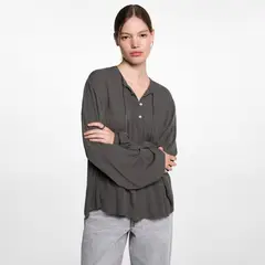 MANGO TEEN - Blusa Fluida Lazo Cuello Mujer