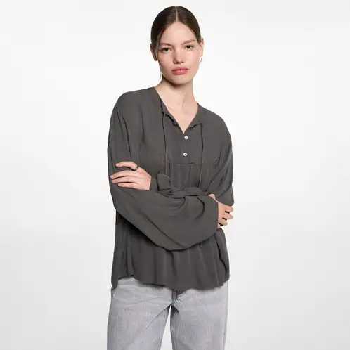MANGO TEEN - Blusa Fluida Lazo Cuello Mujer