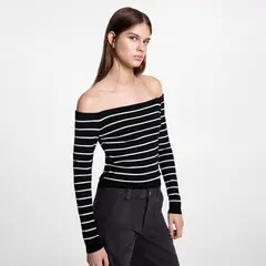 MANGO TEEN - Sweater Cuello Barco Rayas Mujer