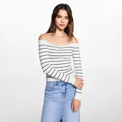 MANGO TEEN - Sweater Cuello Barco Rayas Mujer