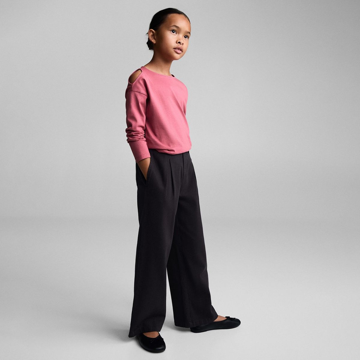 MANGO KIDS - Polera Manga Larga Aberturas Niña Mango Kids