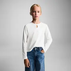MANGO KIDS - Polera Algodón Manga Larga Niña