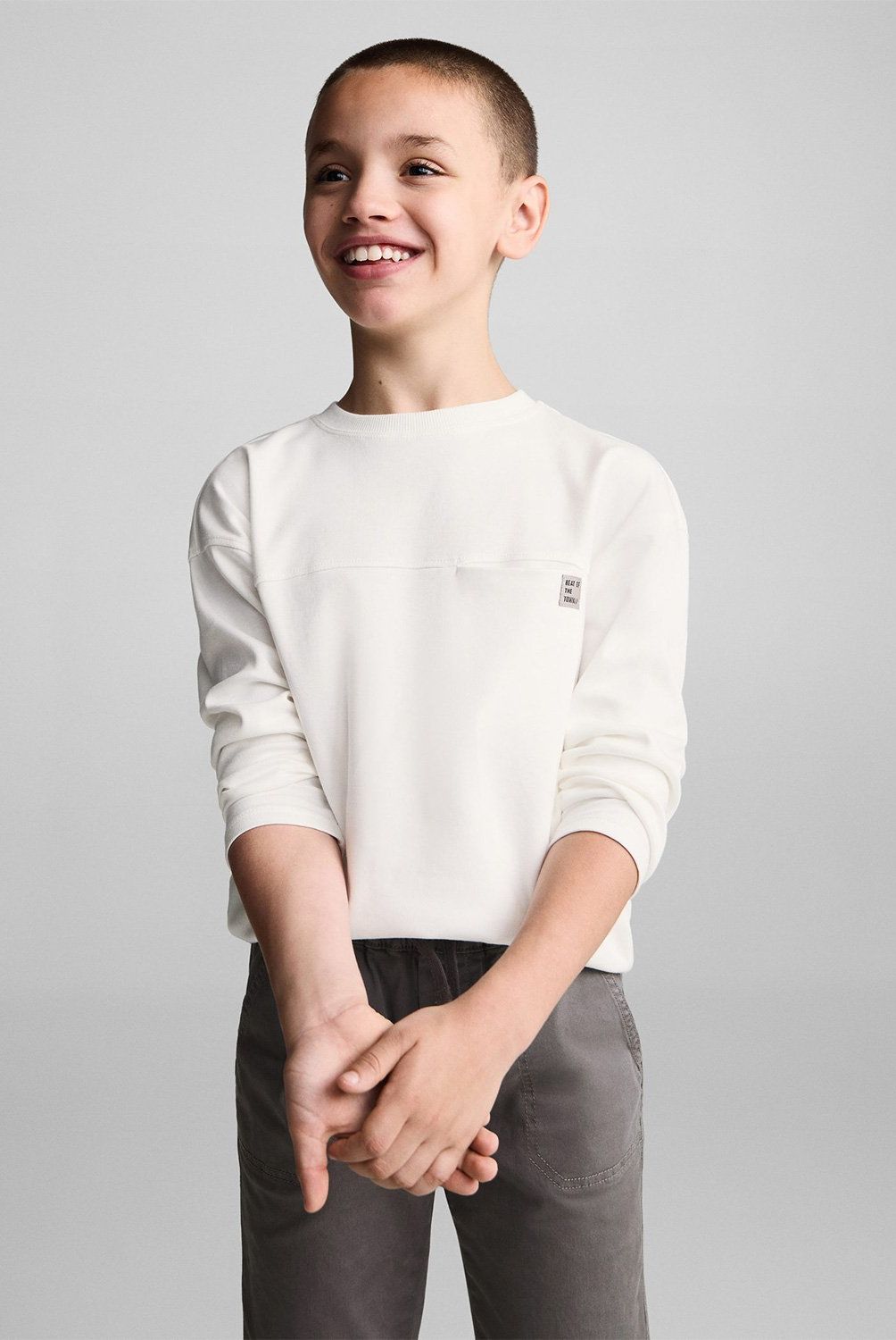 MANGO KIDS - Polera Algodón Manga Larga Niño Mango Kids