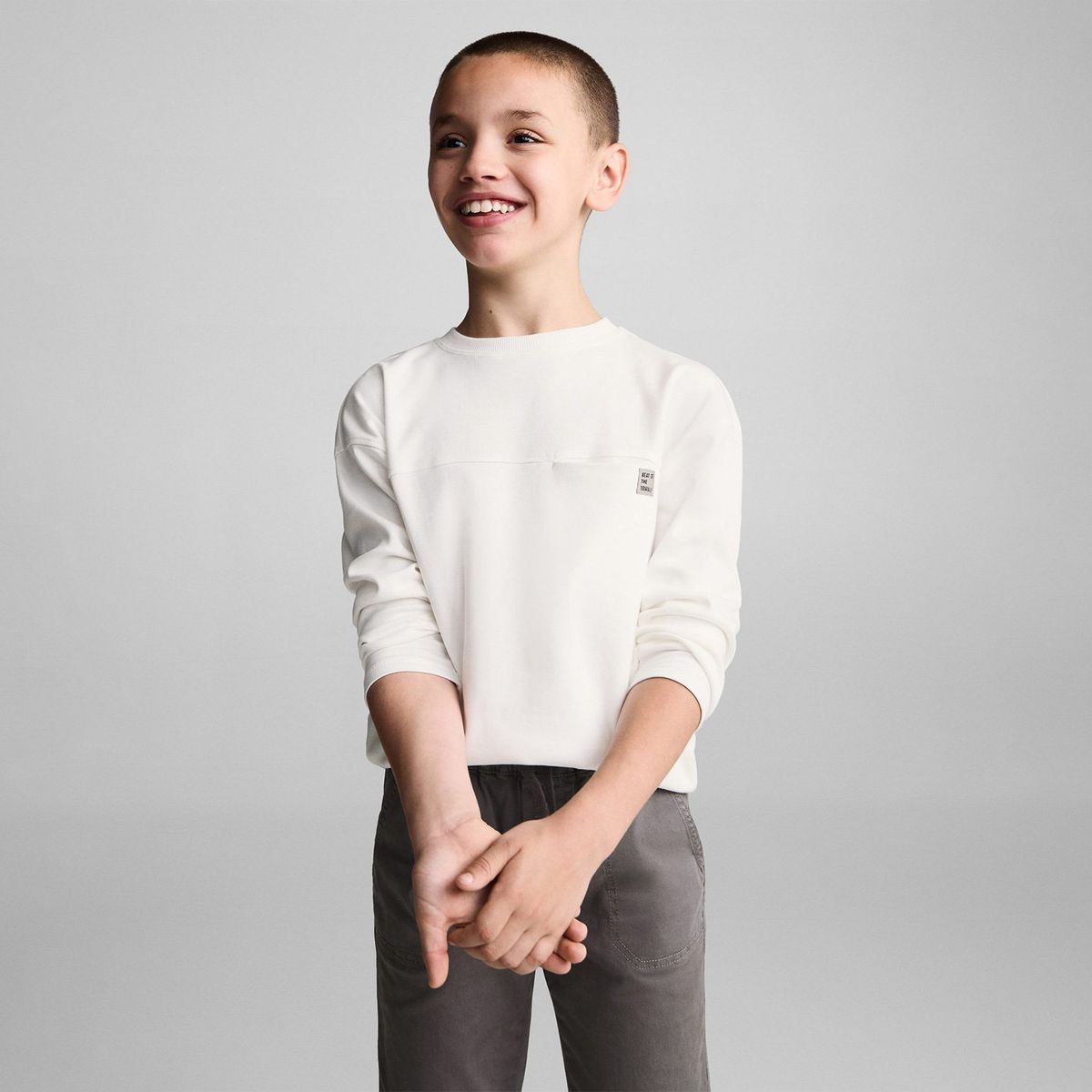 MANGO KIDS - Polera Algodón Manga Larga Niño Mango Kids