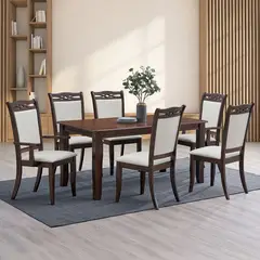 MICA - Juego de Comedor Margot 6 Puestos Madera Barnizada