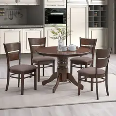 MICA - Juego de Comedor Redondo Juliette 4 Puestos Madera