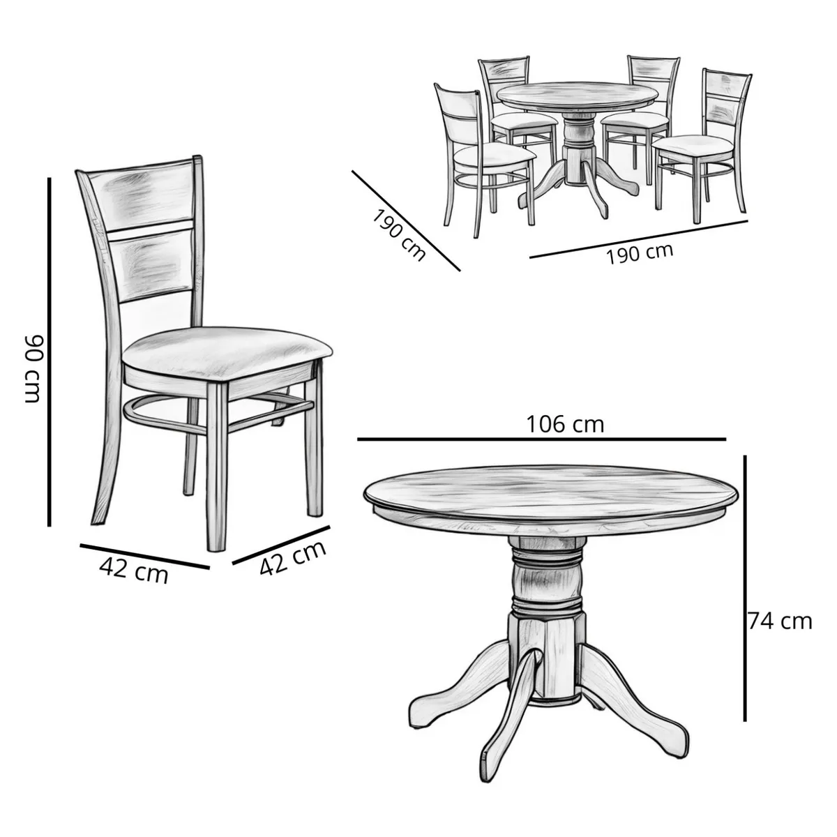 MICA - Juego De Comedor Juliette 4 Sillas Mica