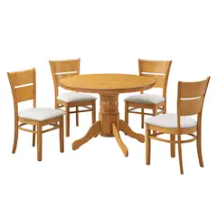 MICA - Juego De Comedor Juliette Carame 4 Sillas Marfil