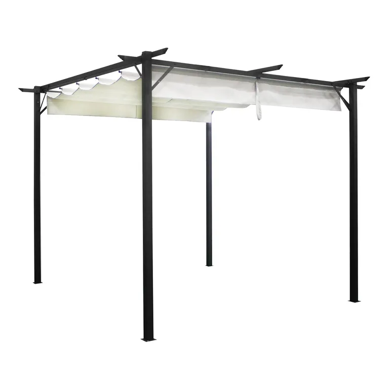 Pérgola Tela Retráctil 3x3 Mts Marfil