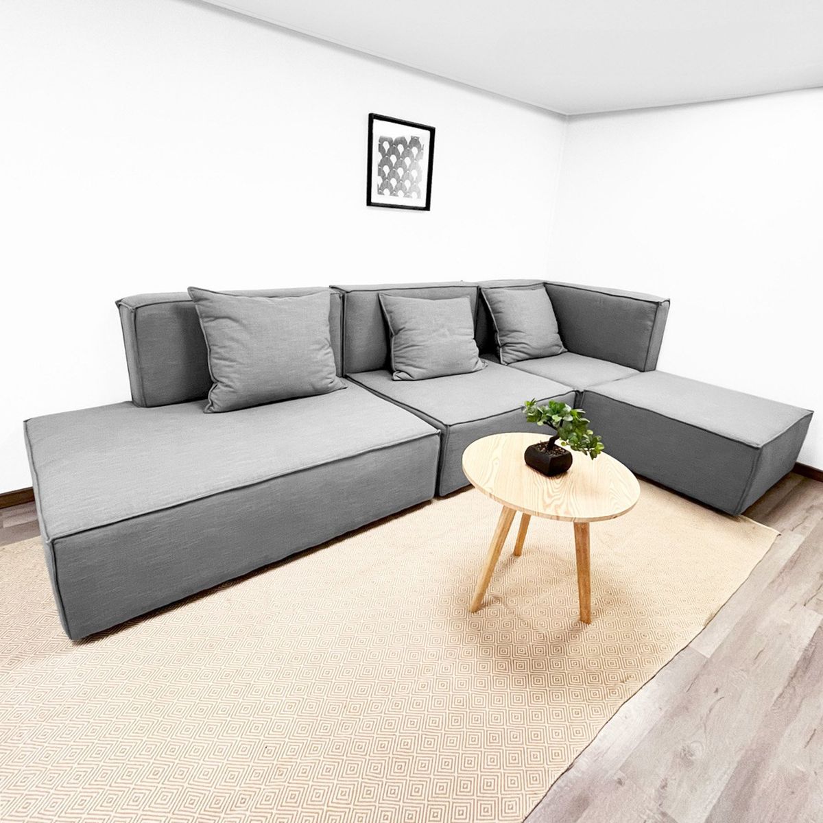 BASEMENT - Sofá Modular Elegance Gris 6 Cuerpos Basement