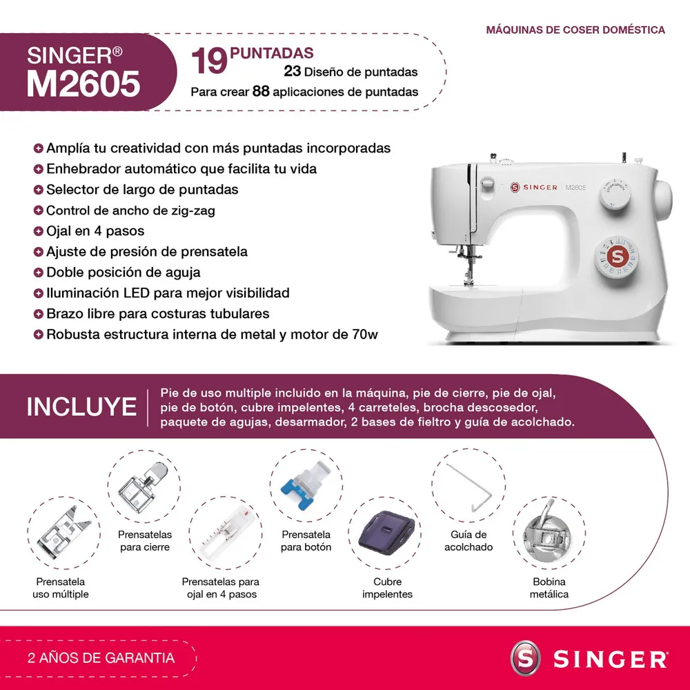 Singer M2605 Blanco, foto 2