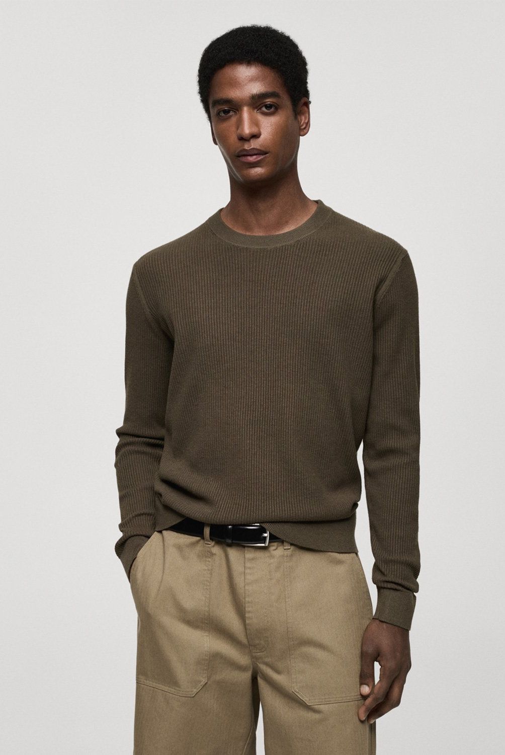 MANGO MAN - Sweater Punto Algodón Canalé Hombre Mango Man