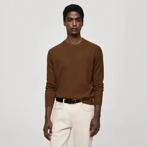 MANGO MAN - Sweater Punto Algodón Canalé Hombre