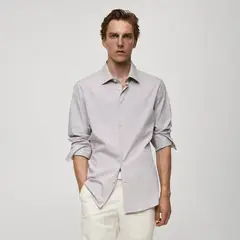 MANGO MAN - Camisa Slim Fit Algodón Mil Rayas Hombre