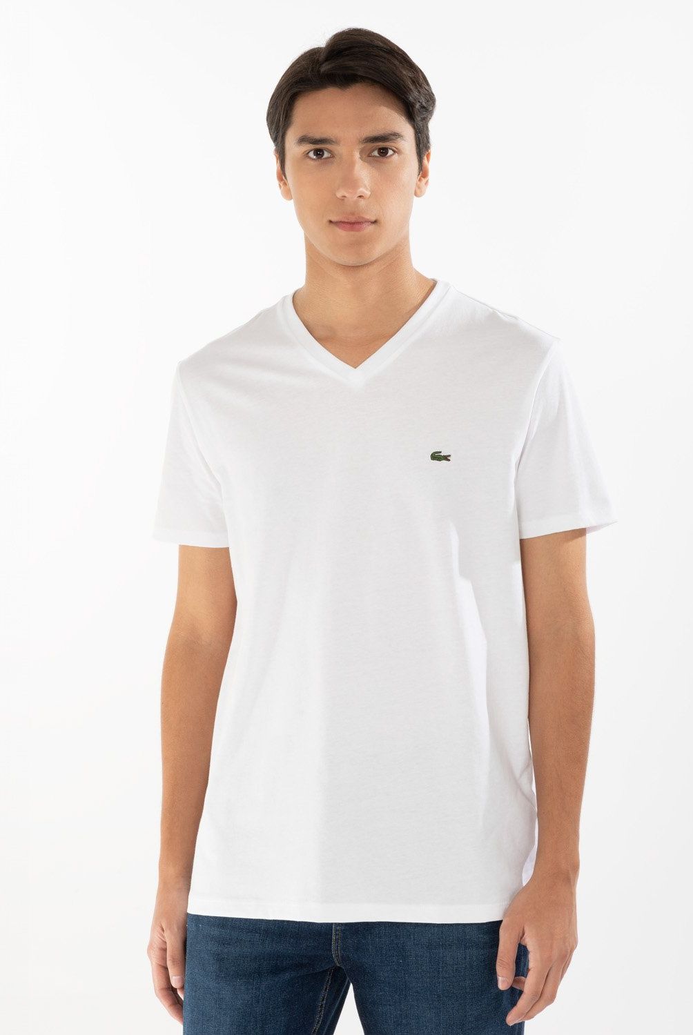 LACOSTE - Polera Manga Corta Cuello V Hombre Lacoste