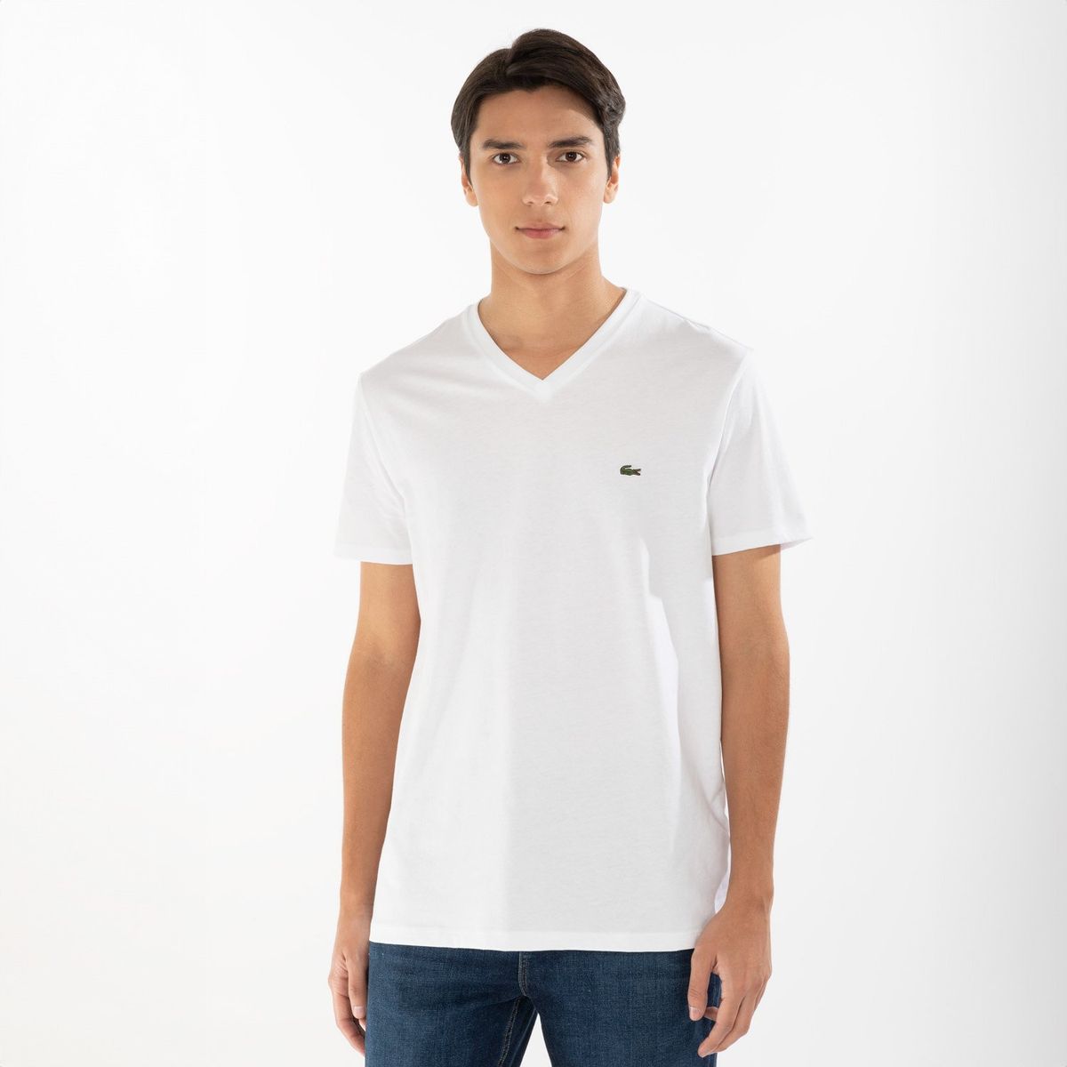 LACOSTE - Polera Manga Corta Cuello V Hombre Lacoste