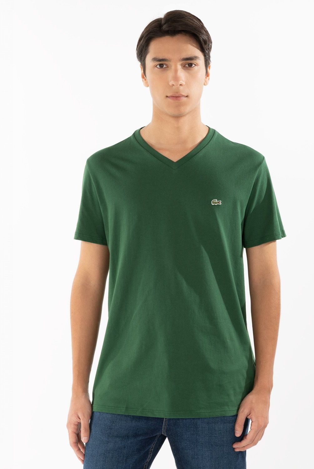 LACOSTE - Polera Manga Corta Cuello V Hombre Lacoste